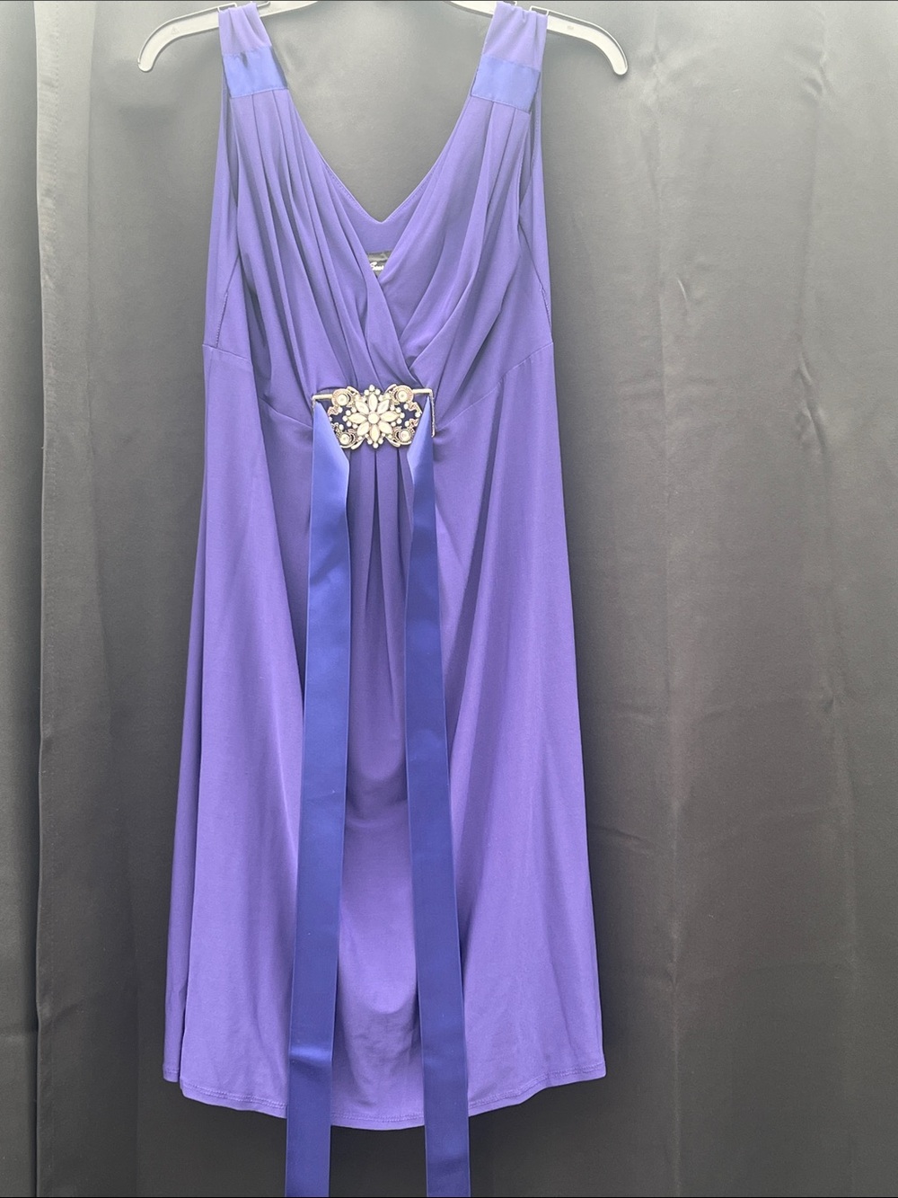 Scarlett Nite Purple Sleeveless Midi Dress with Jeweled Waist